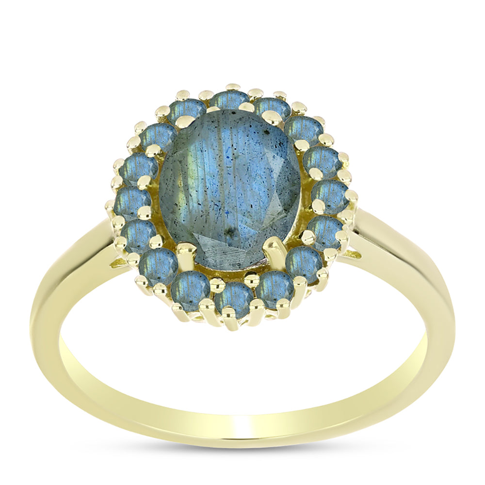 Anillo de Plata Bañada en Oro con Labradorita