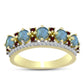 Anillo de Plata Bañada en Oro con Labradorita y Granate Barton