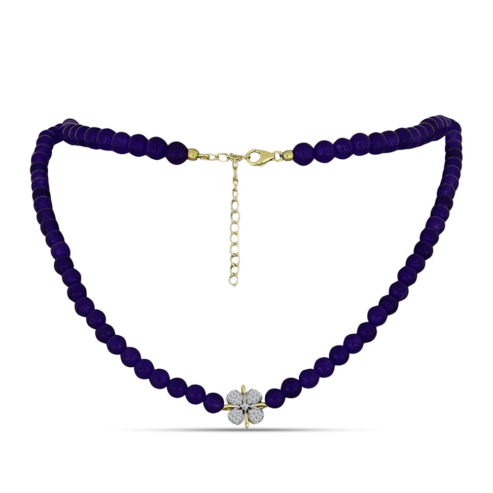 Collar de Plata Bañada en Oro con Ágata Púrpura y Topacio Blanco 1 