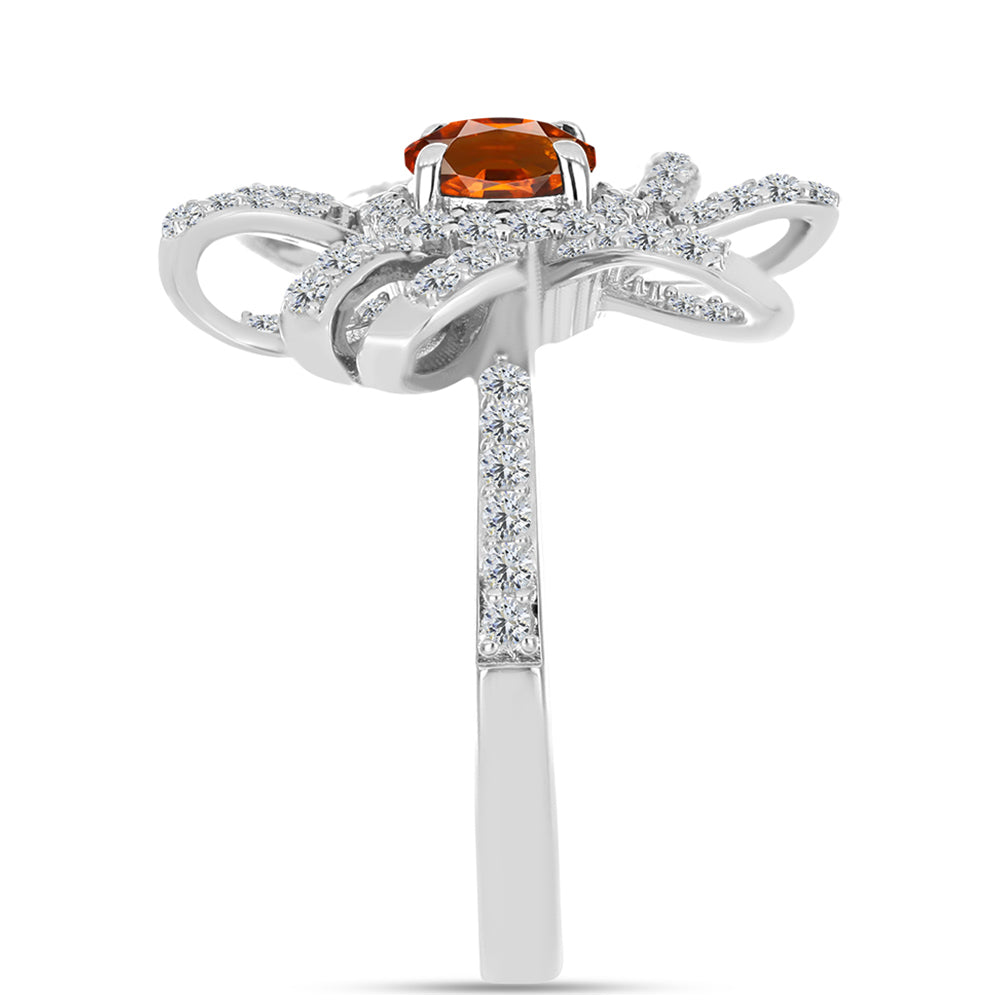 Anillo de Plata con Citrino de Madeira y Topacio Blanco