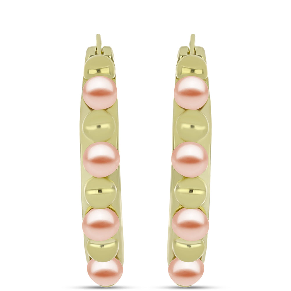 Pendientes de Plata Bañada en Oro con Perla de agua dulce melocotón 1 