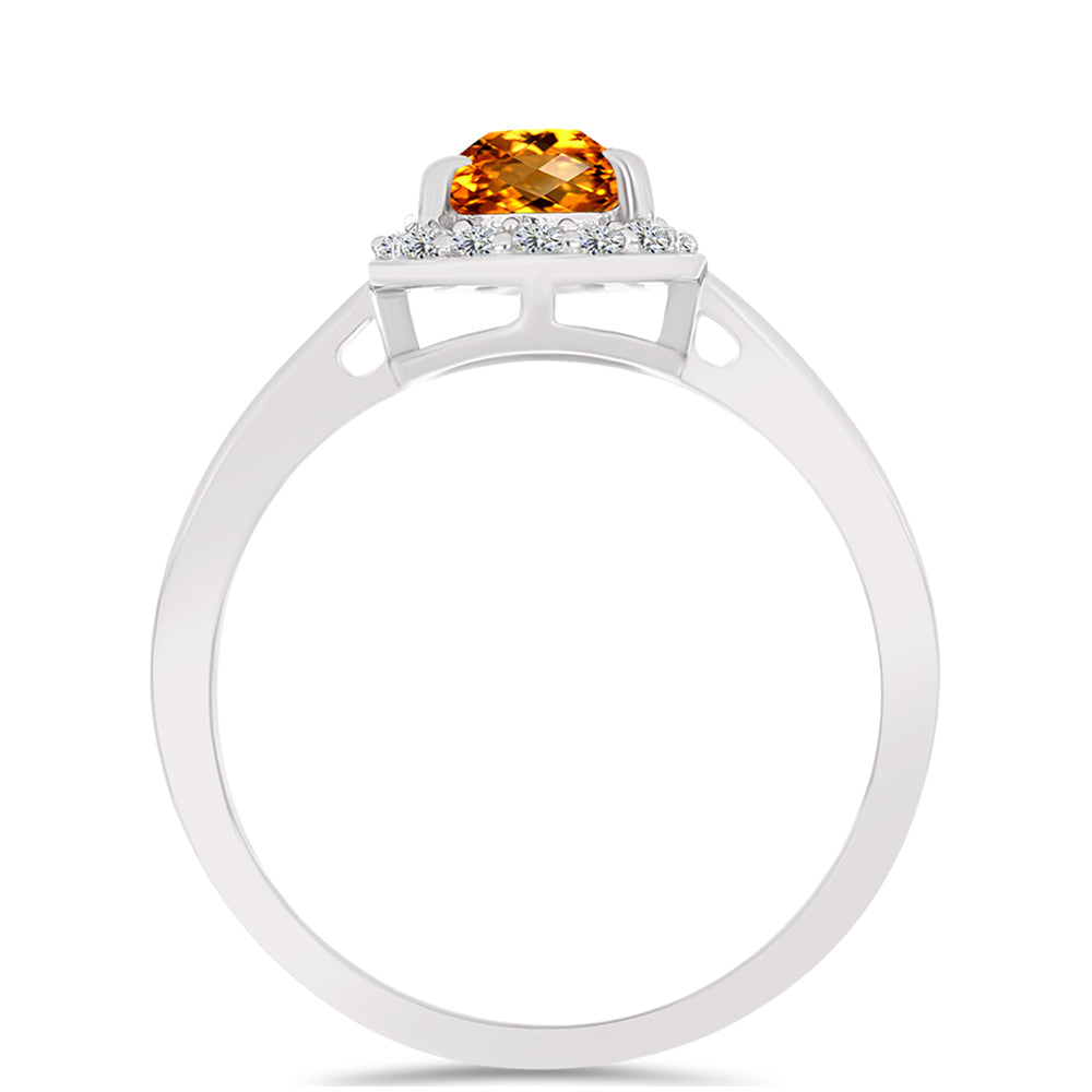 Anillo de Plata con Citrino de Madeira y Topacio Blanco 2 