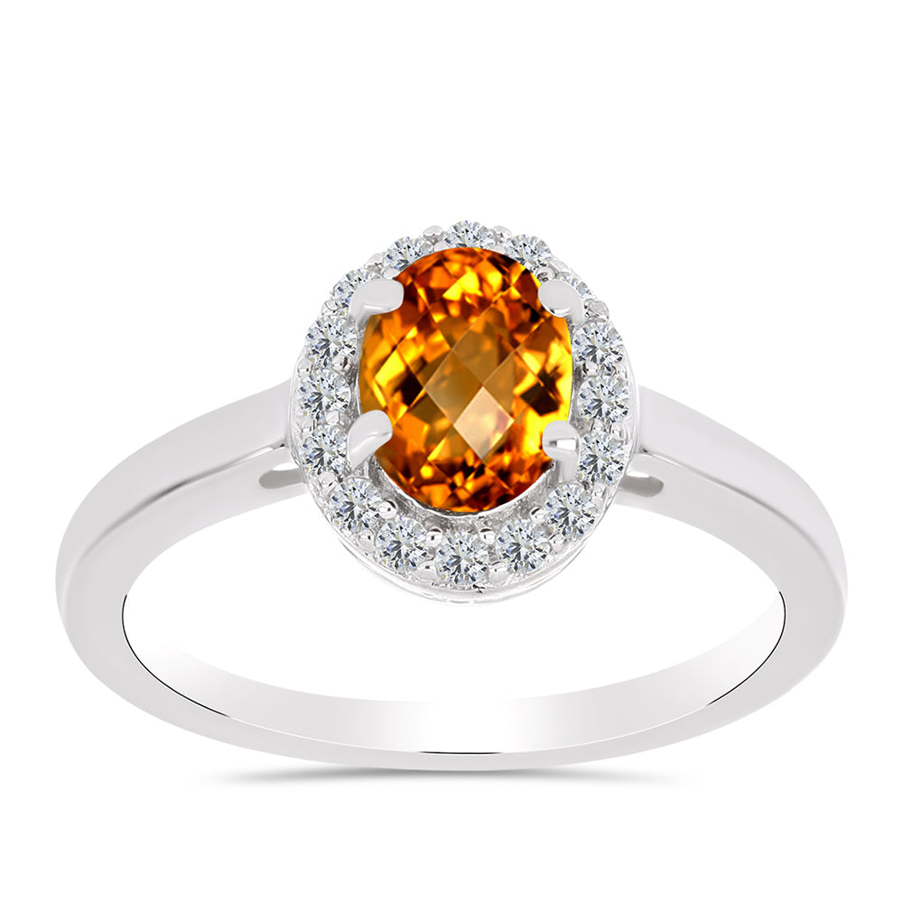 Anillo de Plata con Citrino de Madeira y Topacio Blanco 3 