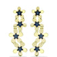 Pendientes de Plata Bañada en Oro con Diamante Azul