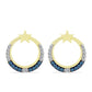 Pendientes de Plata Bañada en Oro con Diamante Azul y Topacio Blanco