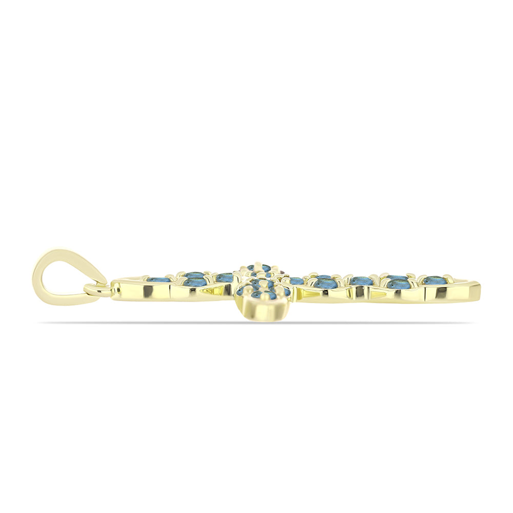 Cruz Colgante de Plata Bañada en Oro con Labradorita 2 