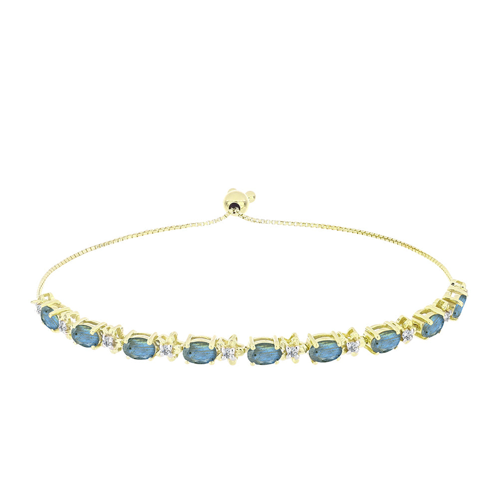 Pulsera de Plata Bañada en Oro con Labradorita y Topacio Blanco 1 