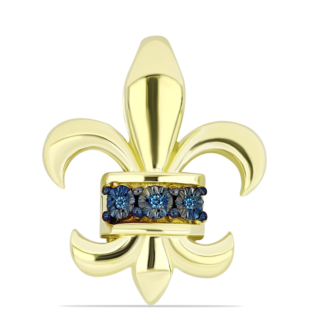 Colgante de Plata Bañada en Oro con Diamante Azul 1 