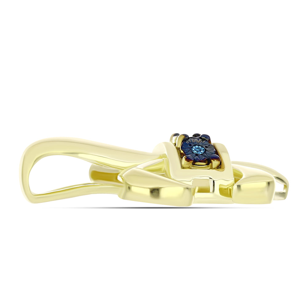 Colgante de Plata Bañada en Oro con Diamante Azul