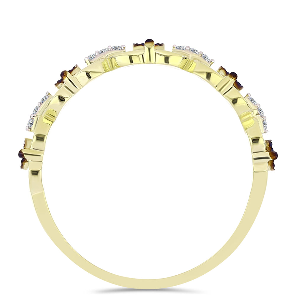 Anillo de Plata Bañada en Oro con Diamante Azul y Topacio Blanco