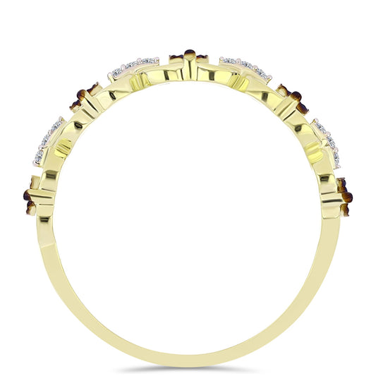 Anillo de Plata Bañada en Oro con Diamante Azul y Topacio Blanco