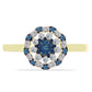 Anillo de Plata Bañada en Oro con Diamante Azul y Topacio Blanco