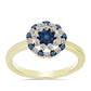 Anillo de Plata Bañada en Oro con Diamante Azul y Topacio Blanco