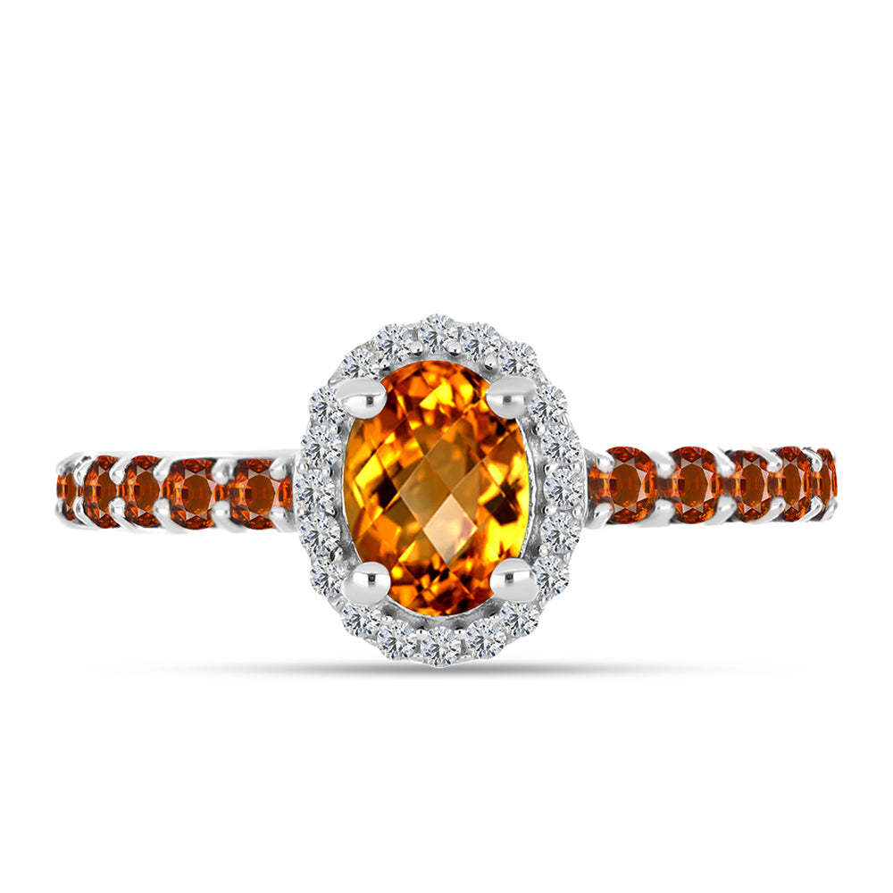 Anillo de Plata con Citrino de Madeira y Topacio Blanco 1 