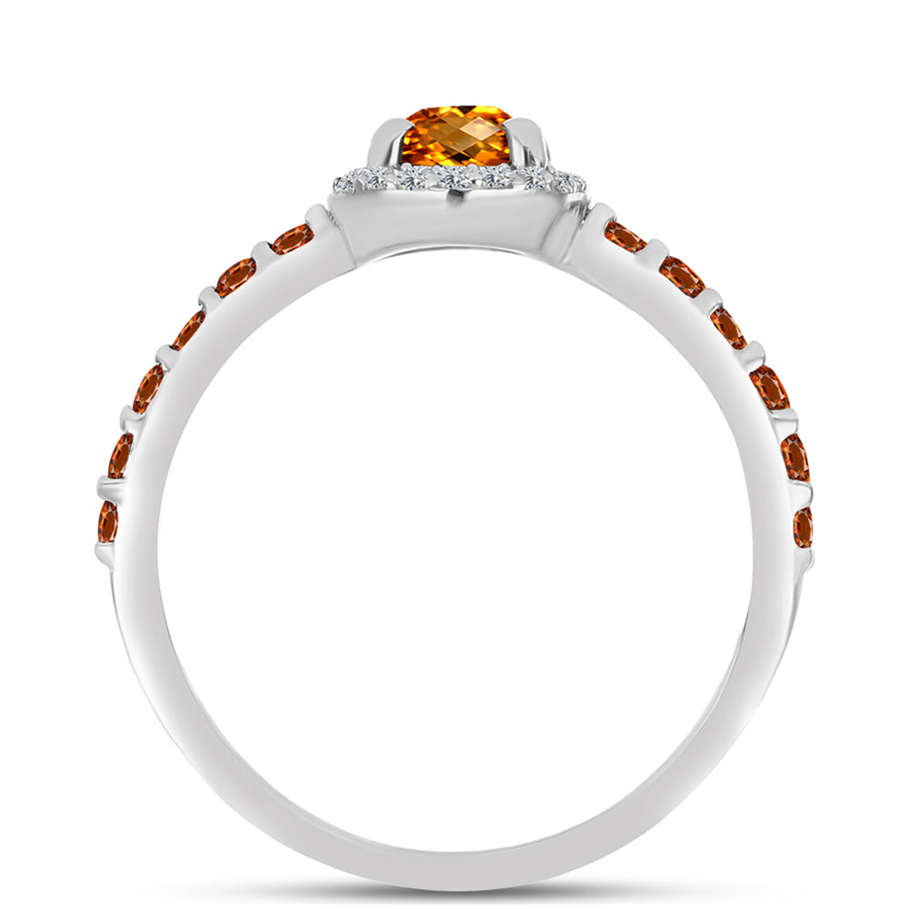 Anillo de Plata con Citrino de Madeira y Topacio Blanco