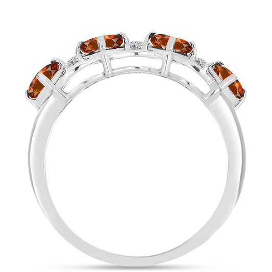 Anillo de Plata con Citrino de Madeira y Topacio Blanco