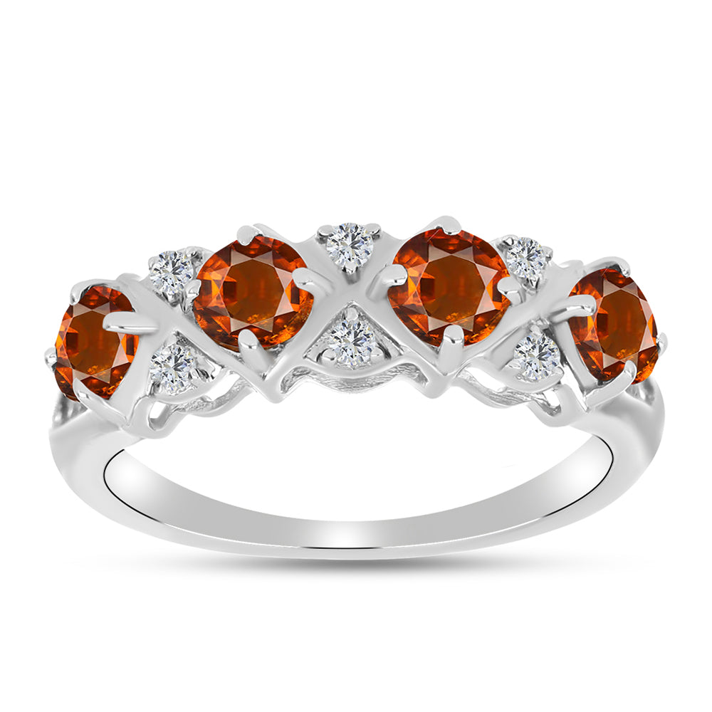 Anillo de Plata con Citrino de Madeira y Topacio Blanco