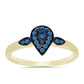 Anillo de Plata Bañada en Oro con Diamante Azul