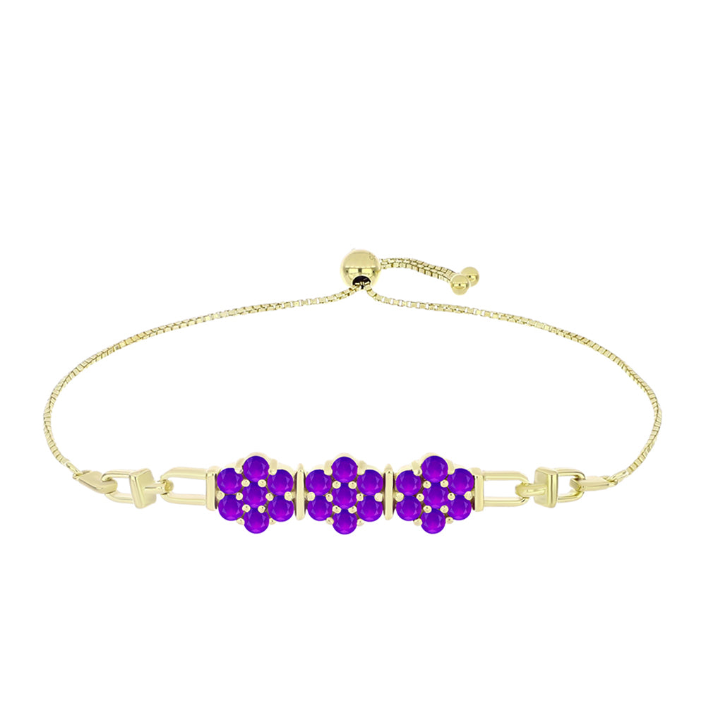 Pulsera de Plata Bañada en Oro con Ágata Púrpura 1 