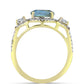 Anillo de Plata Bañada en Oro con Labradorita y Topacio Blanco