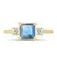 Anillo de Plata Bañada en Oro con Labradorita y Topacio Blanco