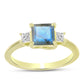 Anillo de Plata Bañada en Oro con Labradorita y Topacio Blanco