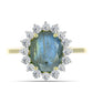 Anillo de Plata Bañada en Oro con Labradorita y Topacio Blanco