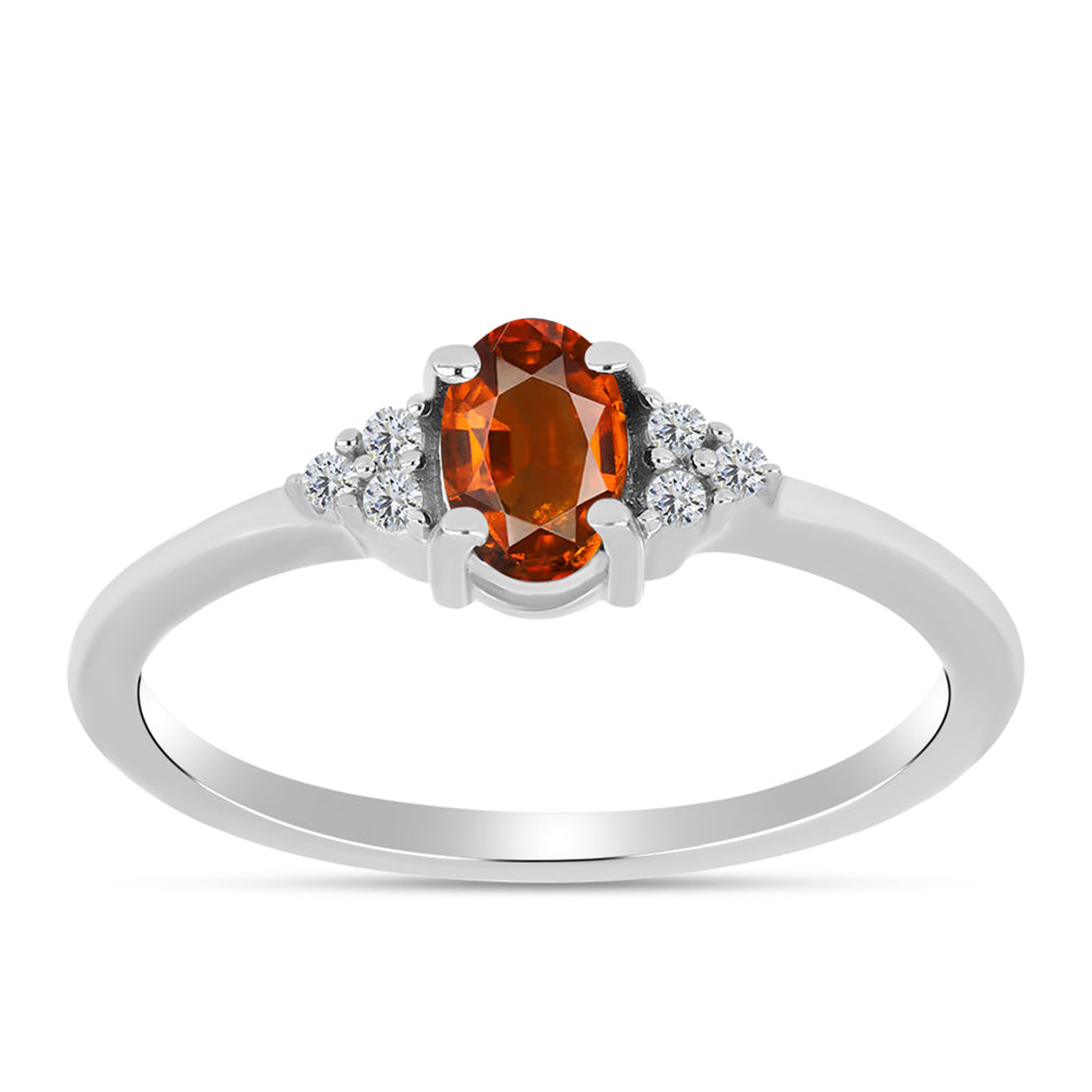 Anillo de Plata con Citrino de Madeira y Topacio Blanco