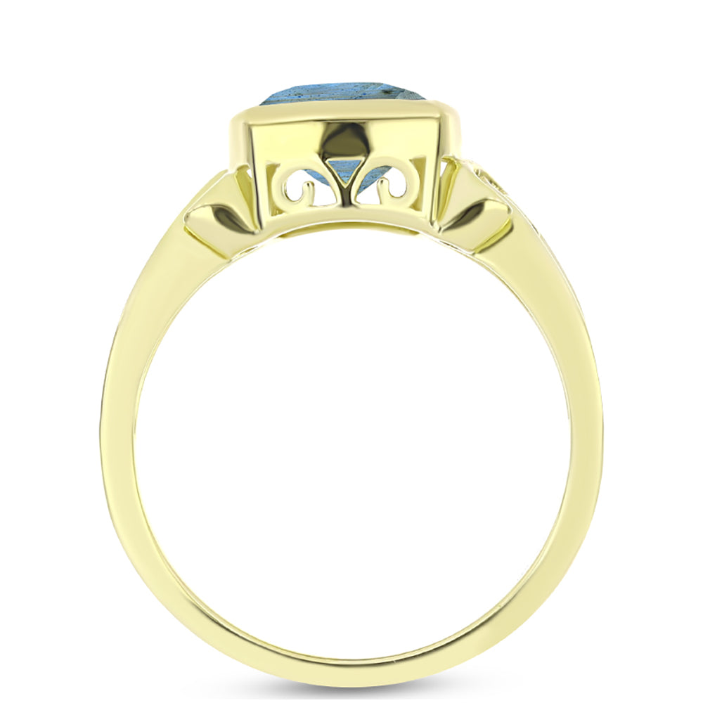 Anillo de Plata Bañada en Oro con Labradorita