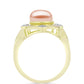 Anillo de Plata Bañada en Oro con Perla de agua dulce melocotón y Topacio Blanco