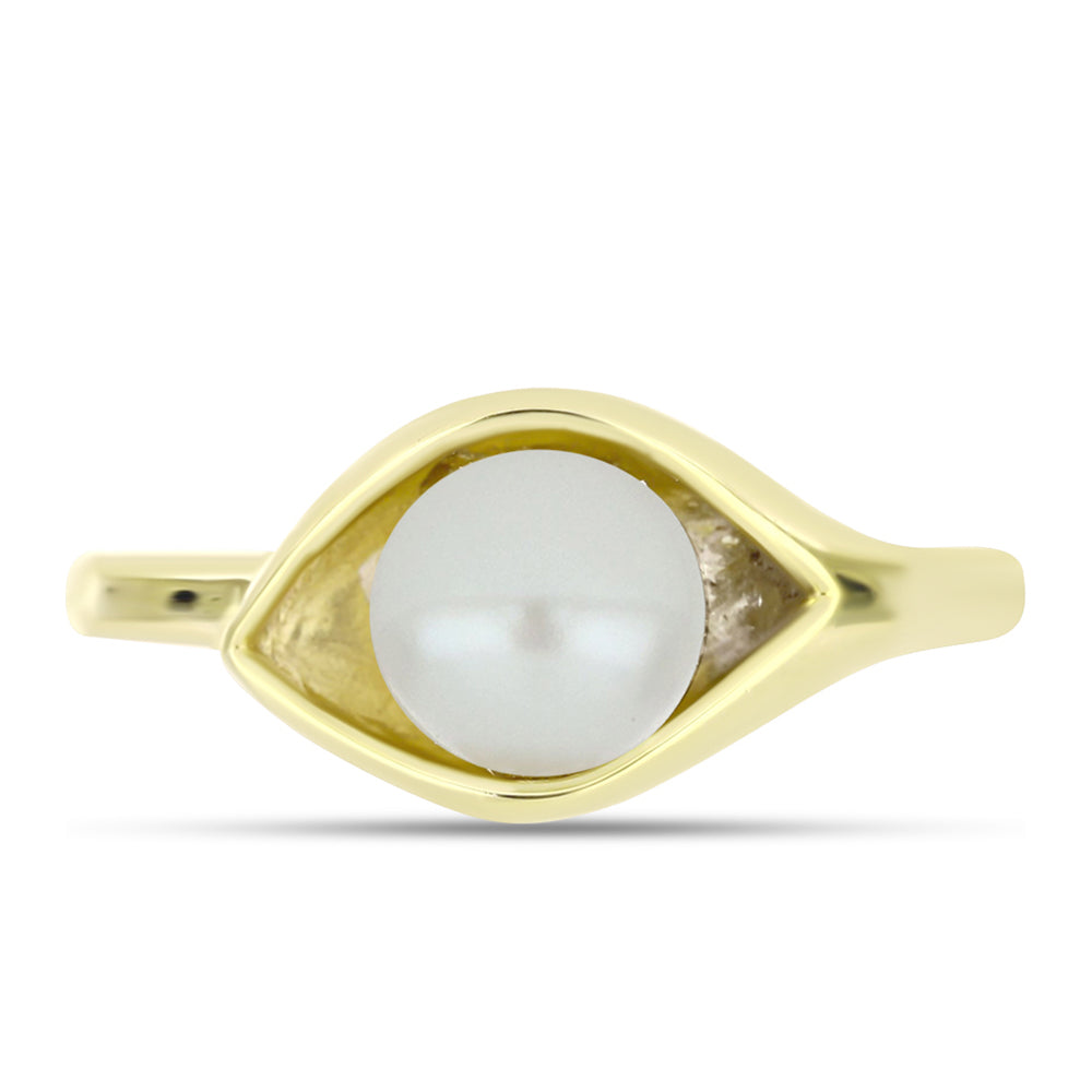 Anillo de Plata Bañada en Oro con Perla de Agua Dulce