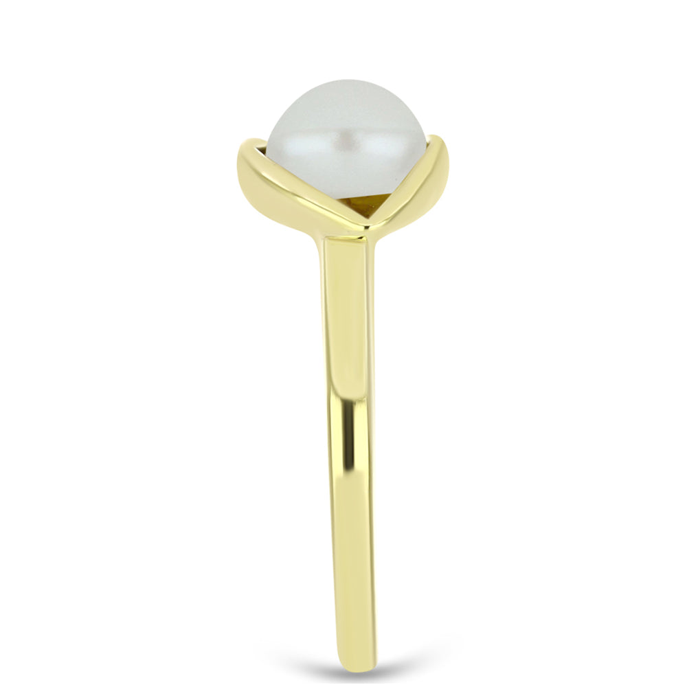 Anillo de Plata Bañada en Oro con Perla de Agua Dulce