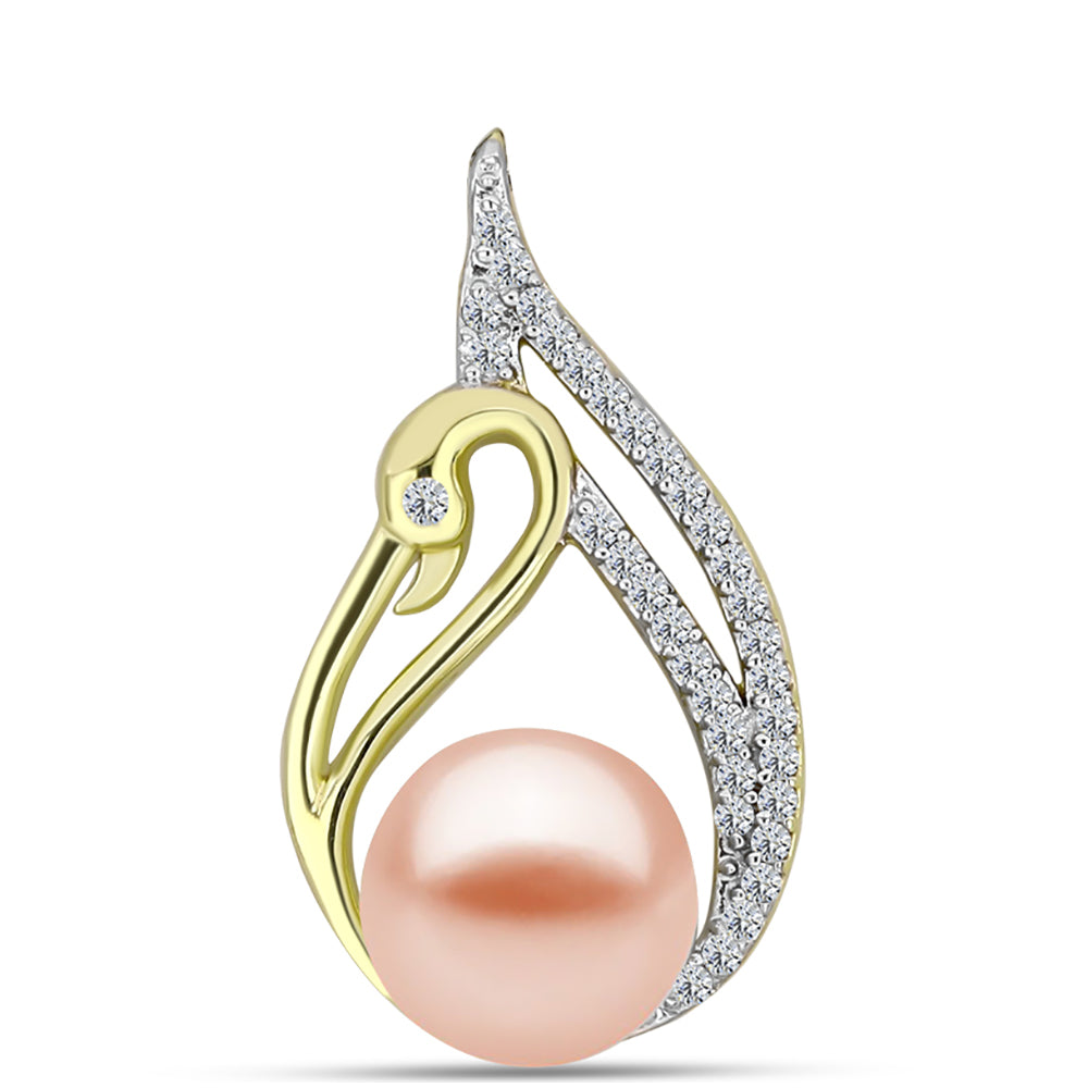Colgante de Plata Bañada en Oro con Perla de Agua Dulce y Topacio Blanco 1 