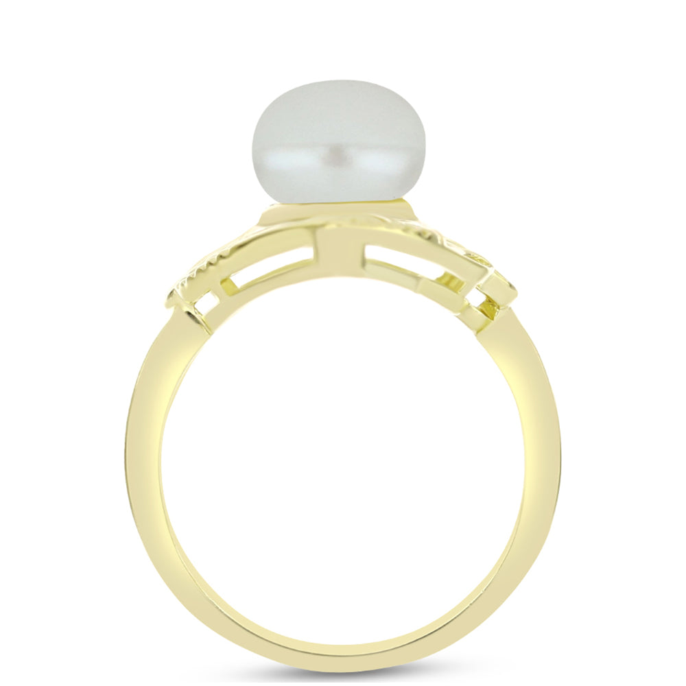 Anillo de Plata Bañada en Oro con Perla de Agua Dulce 2 