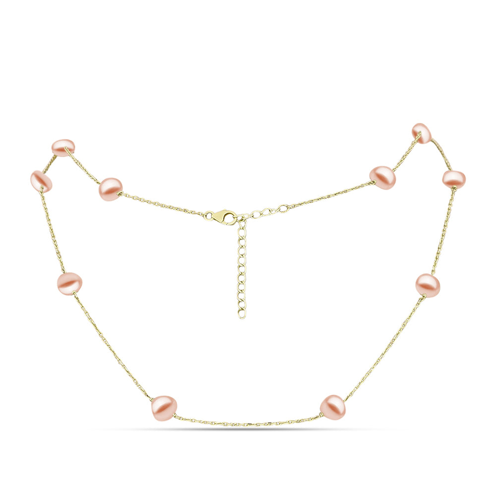 Collar de Plata Bañada en Oro con Perla de agua dulce melocotón 1 