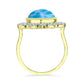Anillo de Plata Bañada en Oro con Larimar y Topacio Blanco
