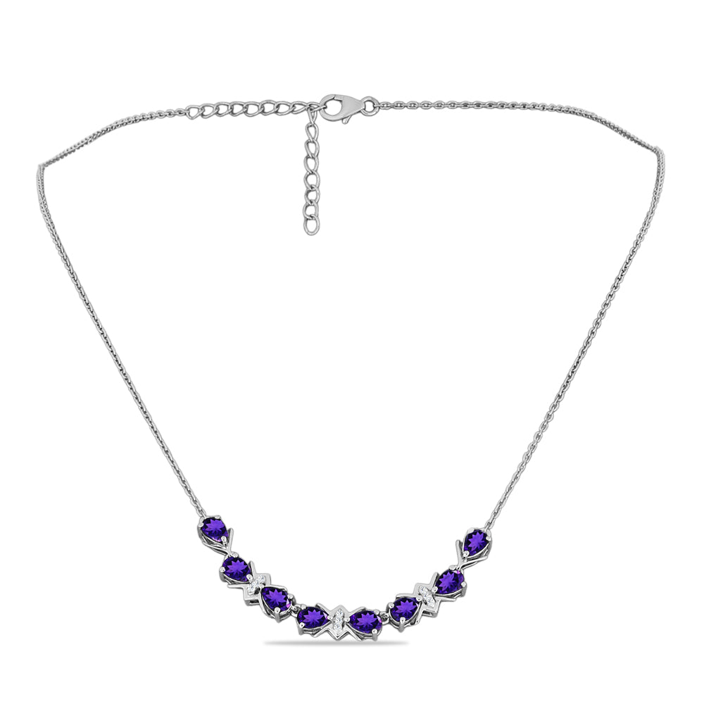Collar de Plata con Amatista de Marruecos y Topacio Blanco 1 