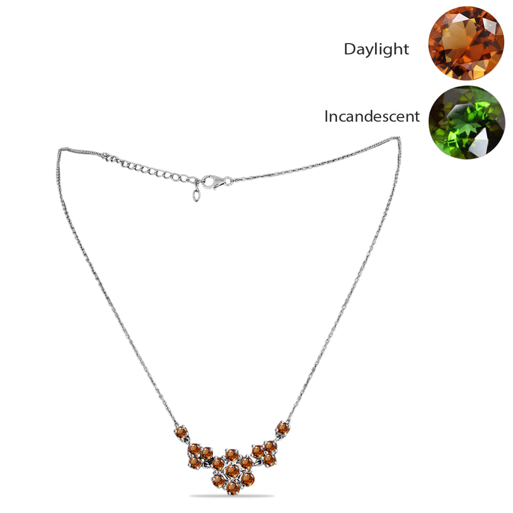 Collar de Plata con Zultanita de Anatolia certificado y cultivado en laboratorio y Topacio Blanco 1 