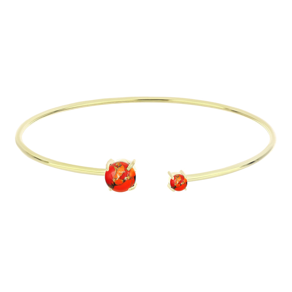 Brazalete de Plata Bañada en Oro con Turquesa de Mohave