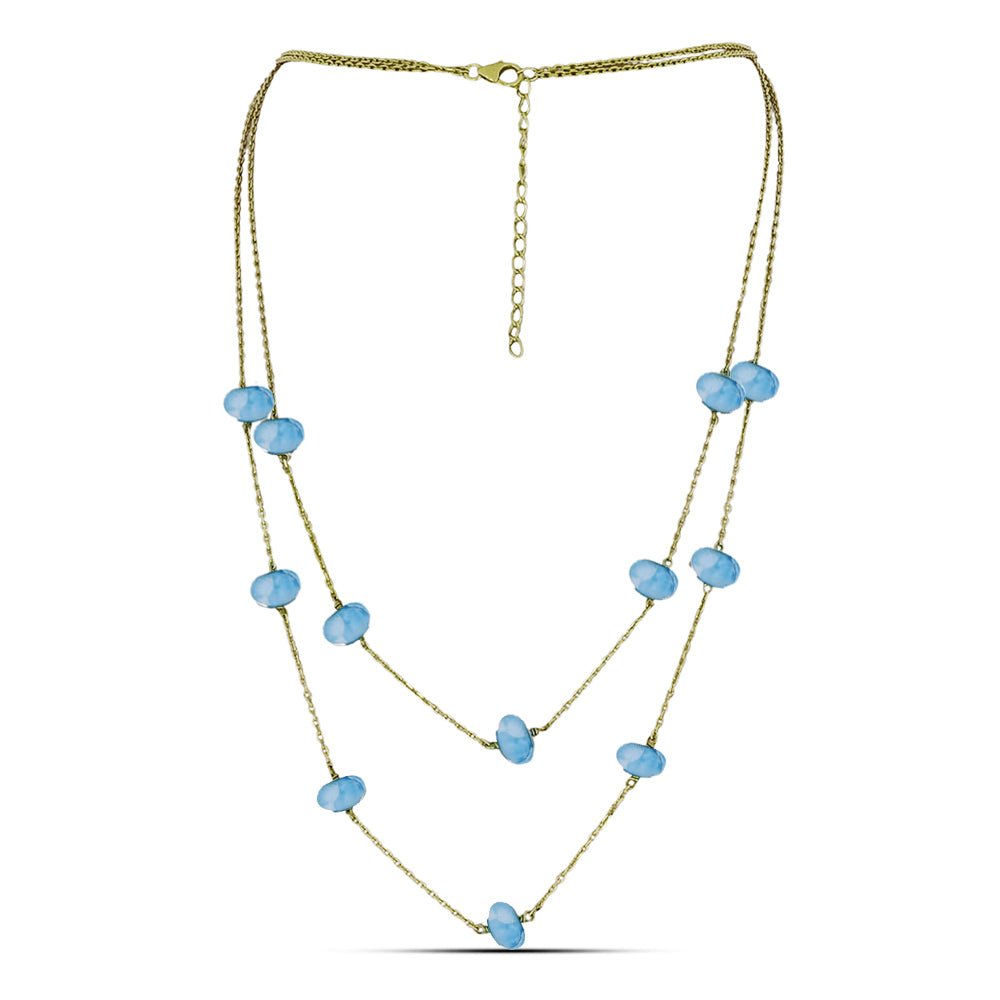 Collar de Plata Bañada en Oro con Larimar