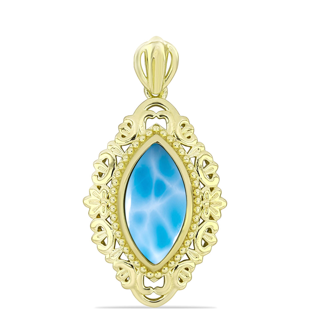 Colgante de Plata Bañada en Oro con Larimar 3 