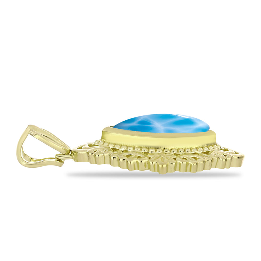 Colgante de Plata Bañada en Oro con Larimar 4 