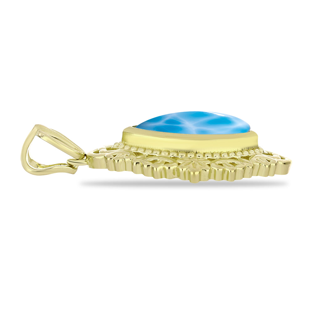 Colgante de Plata Bañada en Oro con Larimar 2 