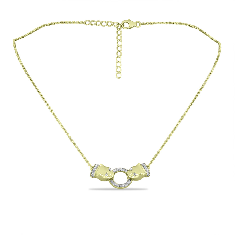 Collar de Plata Bañada en Oro con Diamante blanco y Topacio Blanco 1 