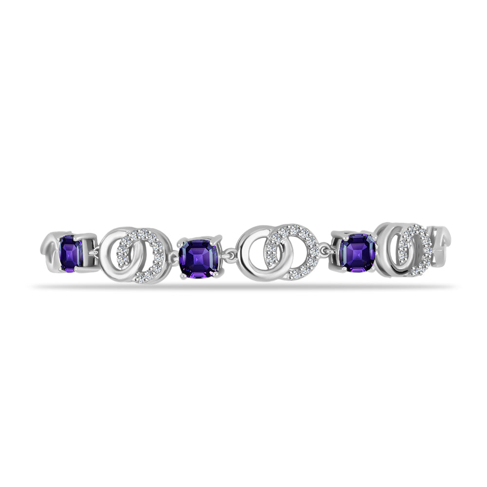 Pulsera de Plata con Amatista de Marruecos y Topacio Blanco 2 