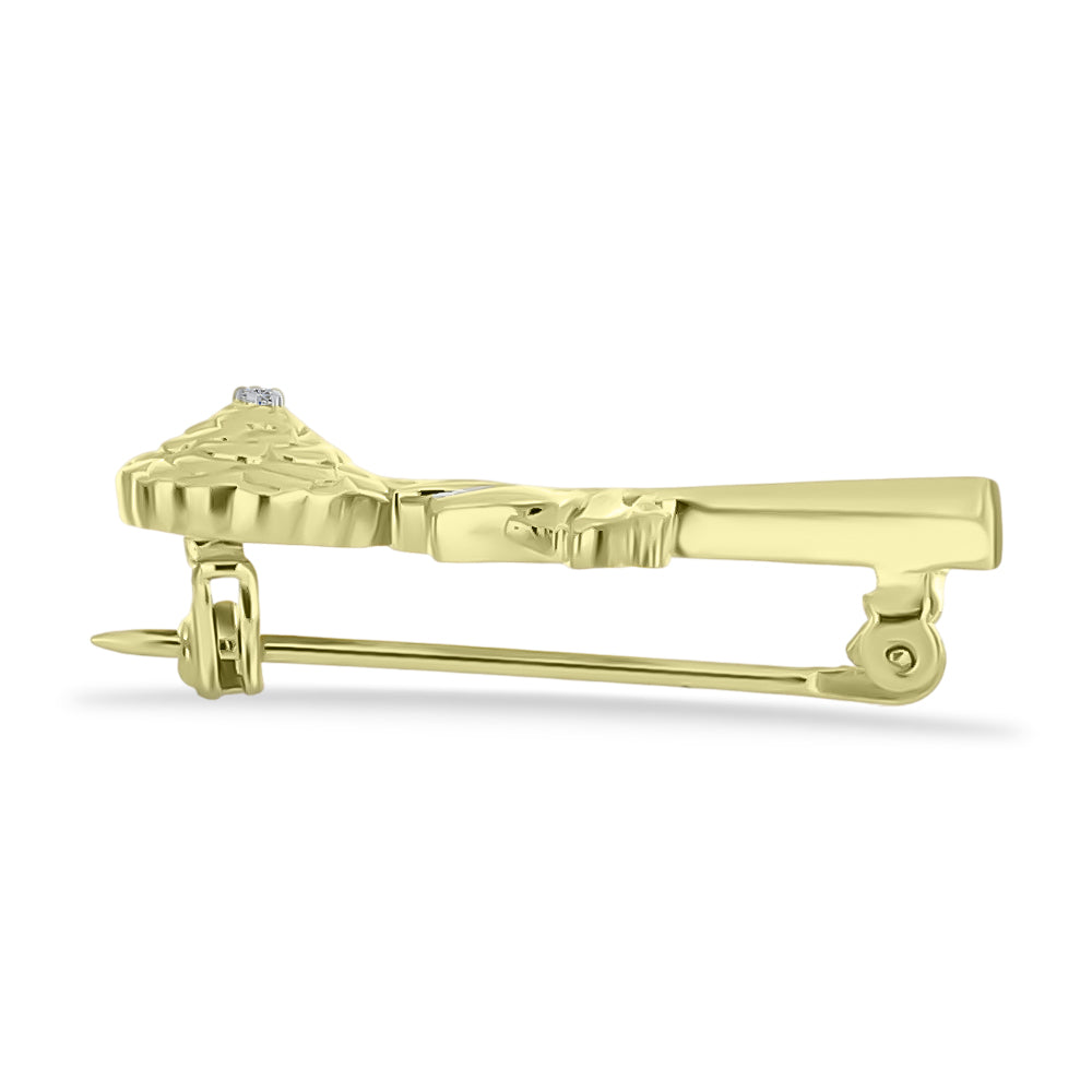 Broche de Plata Bañada en Oro con Diamante blanco