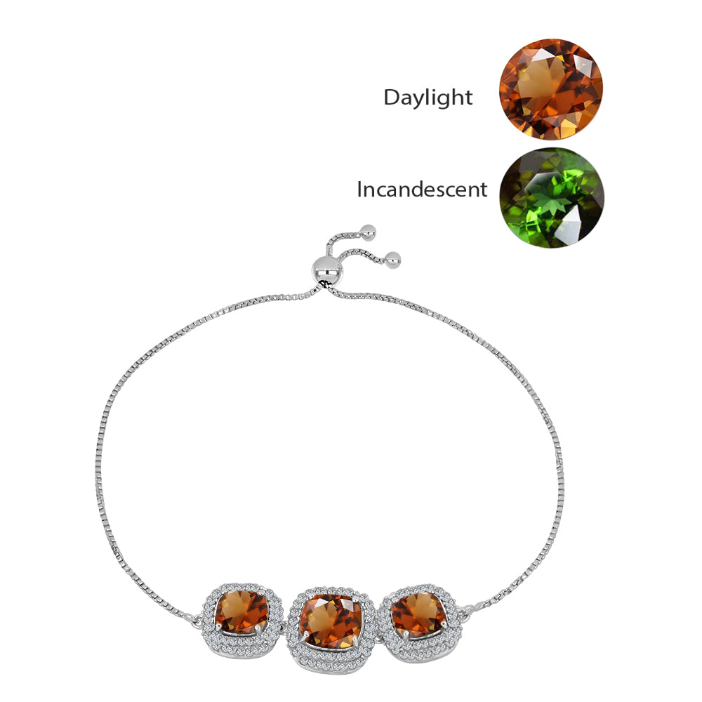Pulsera de Plata con Zultanita de Anatolia certificado y cultivado en laboratorio y Topacio Blanco 1 