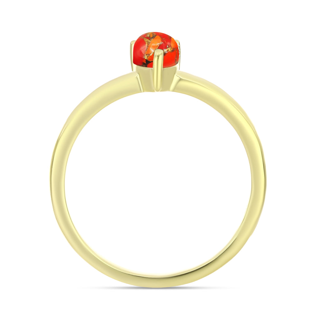 Anillo de Plata Bañada en Oro con Turquesa de Mohave 2 