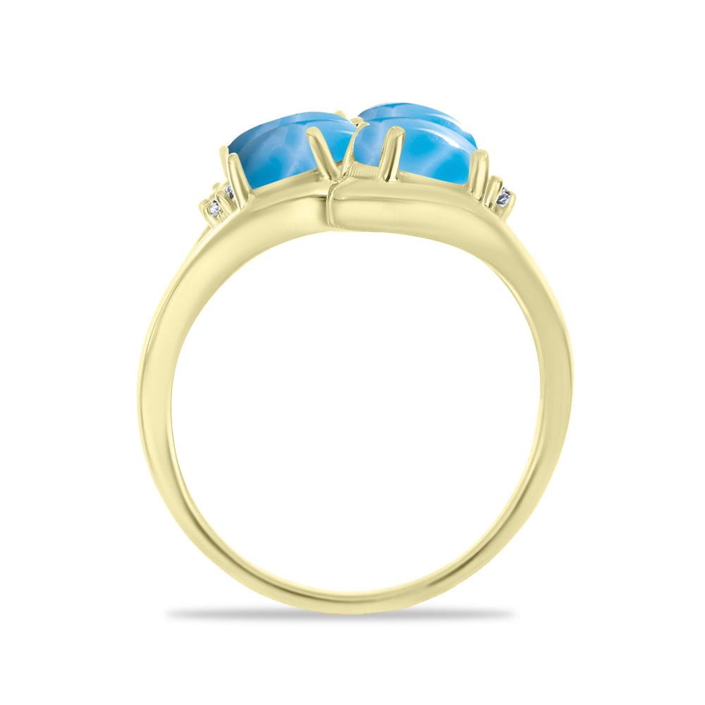 Anillo de Plata Bañada en Oro con Larimar y Topacio Blanco 2 