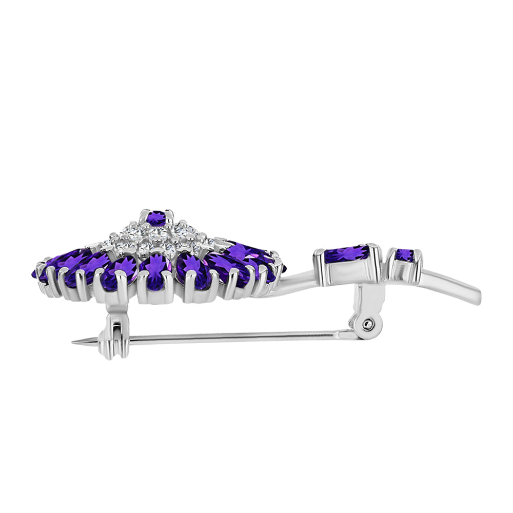 Broche de Plata con Amatista de Marruecos y Topacio Blanco 4 
